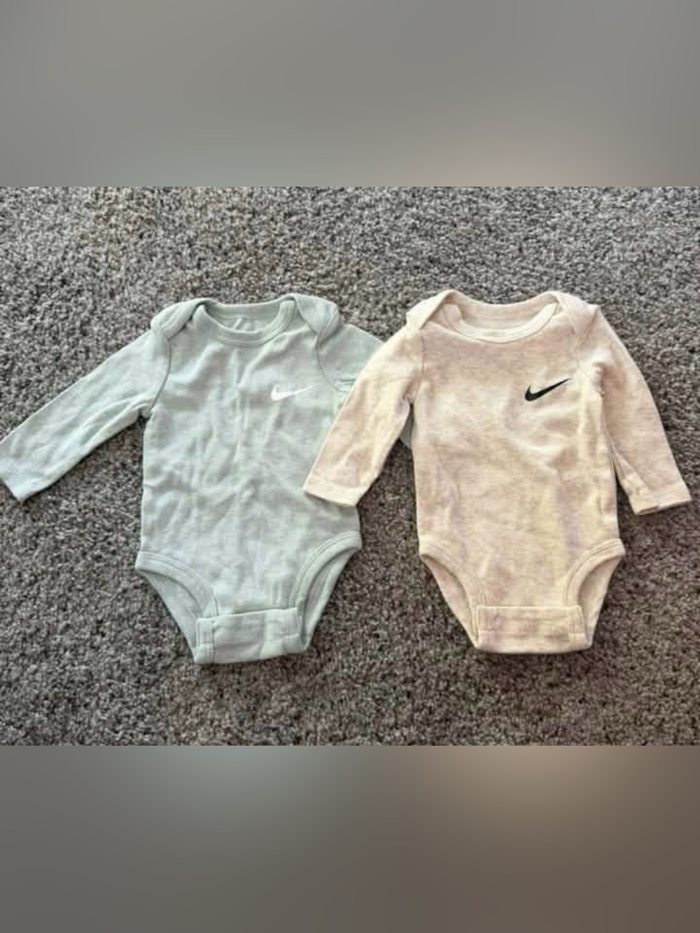 Nike Long-Sleeve Baby Bodysuits in Light Teal and Light Tan - 2-Pack